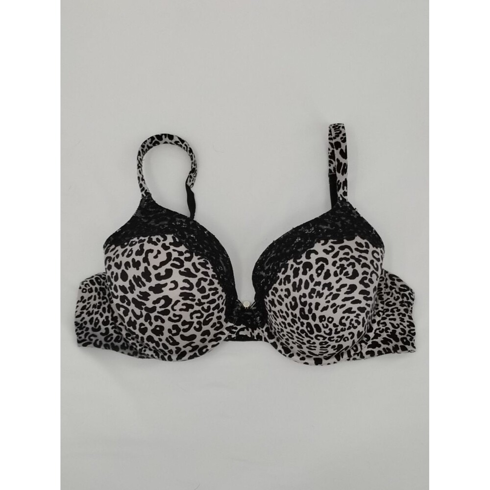 Victoria's Secret Leopard Print Lace-Trim Lined Perfect Coverage Bra White 38C